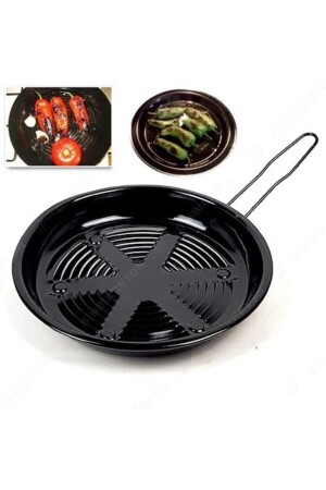 Cosmetic Enamel Roasting Pan with Handle Kestanematik Chestnut Eggplant Pepper Roast Corn GLN-14536 - GELİNHOMES