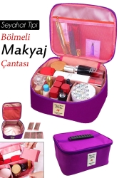 Cosmetic Makeup Bag with Handle Travel Set Makeup Accessories Organizer Purple 24x21x11 cm KSS. 04345. 00 - Helen's Home