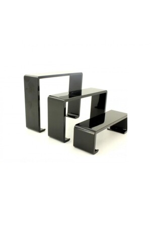 Cosmetic Product Organizer Shoe and Hobby-figure Display Stand Set of 3 Ladders Black - Acar Raf