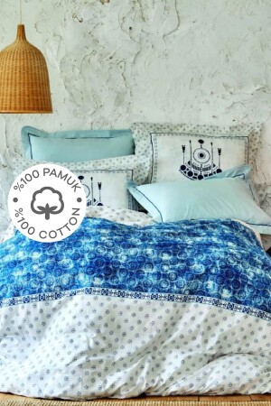 Costa Blue 100% Cotton Double Duvet Cover Set 200. 17. 01. 0307 - Karaca Home