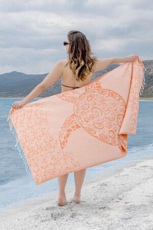 Cotton 100x180cm Peshtamal Beach Towel - Caretta Caretta Peshtamal - GoldCotton