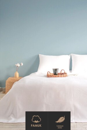 Cotton 160x230cm White Hotel Pique - Dama Dama 160x230cm - Kibi Konsept