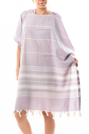 Cotton Adult Peshtemal Poncho Bathrobe Beach Towel Lilac - Formeya
