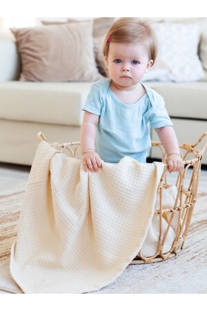 Cotton Baby Blanket 115x100cm - Cream CBPP100 - Caline Baby