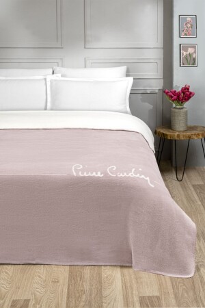Cotton Blanket Double Logo Dusty Rose - Pierre Cardin