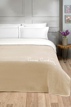 Cotton Blanket Logo Double Cappucino MCBAT00200 - Pierre Cardin