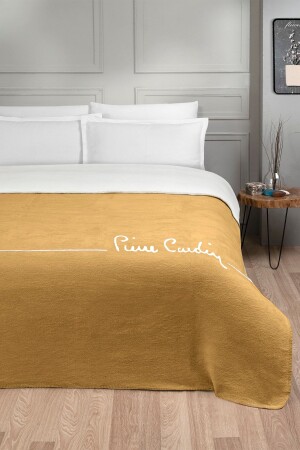Cotton Blanket Logo Double Mustard MCBAT00201 - Pierre Cardin