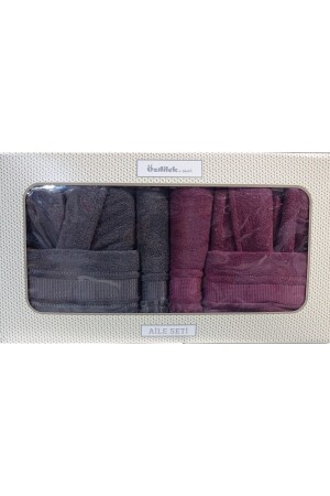Cotton Colourist Anthracite Pink Family Bathrobe Set - Özdilek