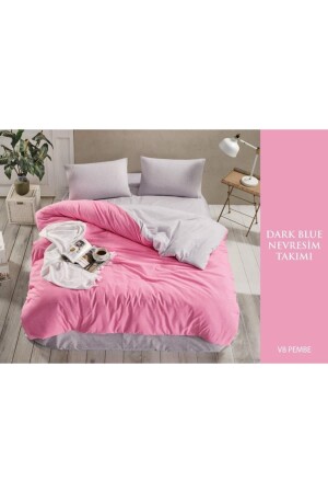 Cotton Dark Blue Double Duvet Cover Sets V17 Beige DarkBLUEE2 - Sheri Home Tekstil
