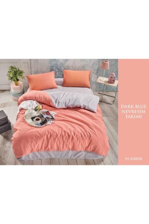 Cotton Dark Blue Double Duvet Cover Sets V5 Salmon DarkBLUEE2 - Sheri Home Tekstil