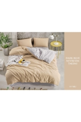 Cotton Dark Blue Tek Kişilik Nevresim Takımları V17 Bej TYC00297406831 - Sheri Home Tekstil