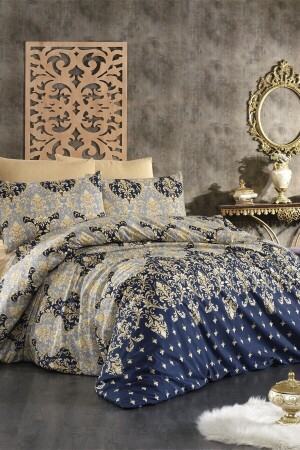 Cotton - Fitted Sheet Duvet Cover Set Double Zerda - Mustard GRM0022 - GARDEN ROOM