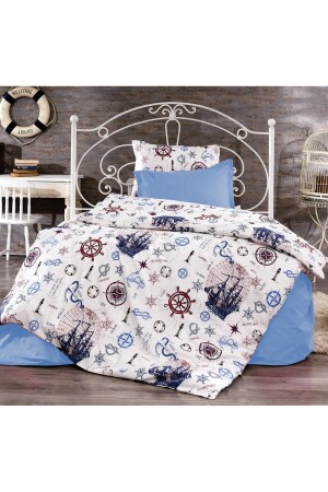 Cotton - Fitted Sheets Duvet Cover Set Single Cruise Ship - Light Blue GRM0071 - GARDEN ROOM