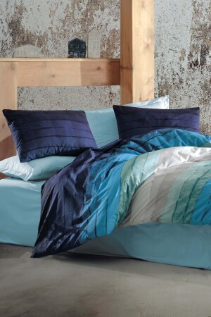 Cotton - Fitted Sheets Duvet Cover Set Single Storm - Blue GRM0043 - GARDEN ROOM