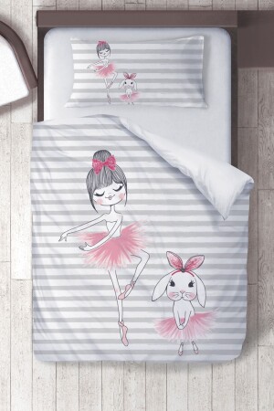 Cotton Micro Satin Ballerina And Rabbit Children's Room Children's Duvet Cover Set ibrtnb065 - instababyrooms