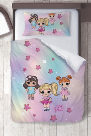 Cotton Micro Satin Happy Girls Children's Room Children's Duvet Cover Set ibrtnb100 - instababyrooms