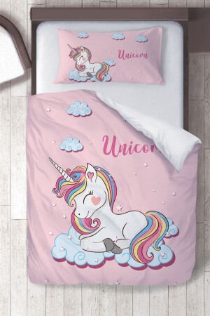Cotton Micro Satin Pink Unicorn Kids Room Children's Duvet Cover Set ibrtnb200 - instababyrooms