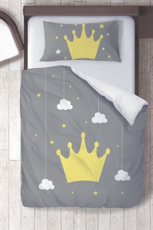 Cotton Micro Satin Yellow Crowned Prince Children's Room Children's Duvet Cover Set ibrtnb204 - instababyrooms