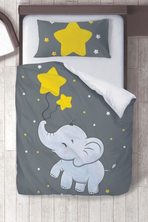 Cotton Micro Satin Yellow Star Elephant Children's Room Children's Duvet Cover Set ibrtnb081 - instababyrooms