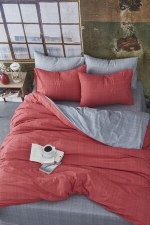 Cotton Reversible Double Duvet Cover Set 1017 - BONJARDİNHOME