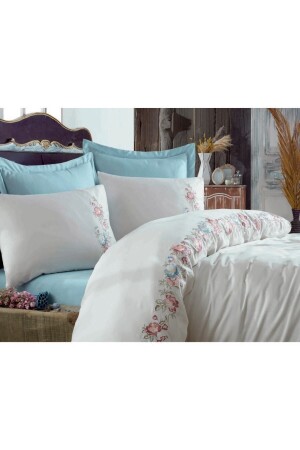 Cotton Satin Double Duvet Cover Set Freesia Blue 8681663008453 - Dantela