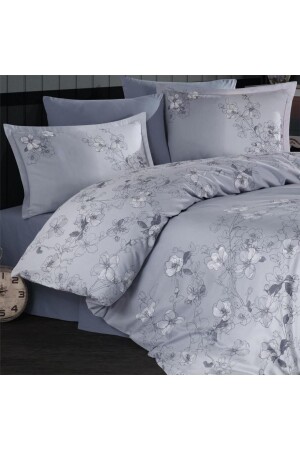 Cotton Satin Double Duvet Cover Set Sindarin V2 Anthracite 8681727259487 - Clasy