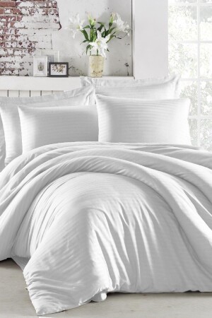 Cotton Satin Double Duvet Cover Set with Elastic Sheets LUX STRIPED - VENICA MASCUSE