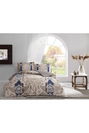 Cotton Satin Duvet Cover Set Ethan Brown Double 3254-142 - Taç