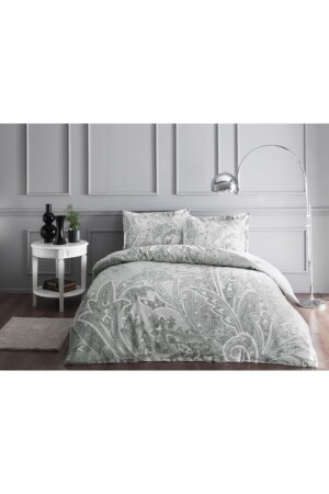 Cotton Satin Duvet Cover Set Leandro Gray Double 3254-147 - Taç