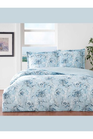 Cotton Satin Duvet Cover Set Minna Turquoise Double 3254-172 - Taç