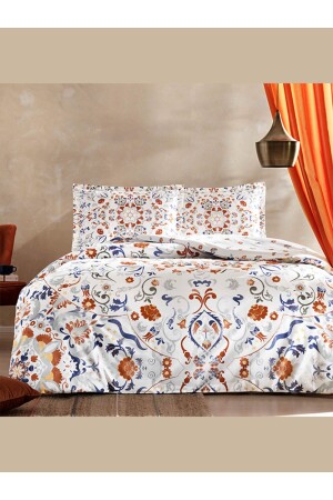 Cotton Satin Duvet Cover Set Viola Tile Double 3254-174 - Taç