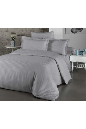 Cotton Satin Striped Duvet Cover Set 260*240 cm - Liyana Home