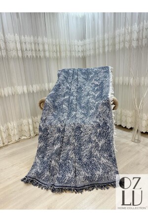 Cotton Sofa - Sofa Bed Cover 170x220 Pied Denim Blue Sofa Throw - Özlü Home