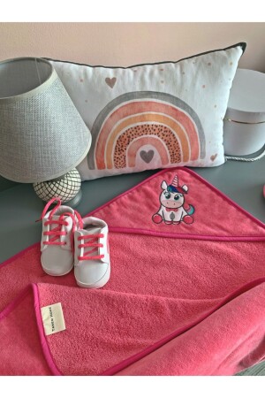 Cotton Unicorn Pattern Embroidered Baby Towel Swaddle 75x75cm TNM210700 - Tanem Home