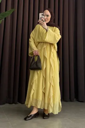 Cotton Voile Ruffled Skirt Set Mustard - Nuuwears