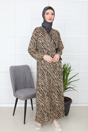 Cotton Women's Elegant Prayer Dress Brown - Kutay Collection