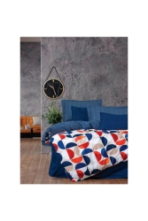 Cottonbox Modern Çift Kişilik Nevresim Takımı Ring Mavi 1733 - Cotton Box