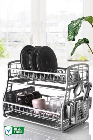 Counter Top Double Layer Plate Rack & Dish Drying Rack - Nandy Home