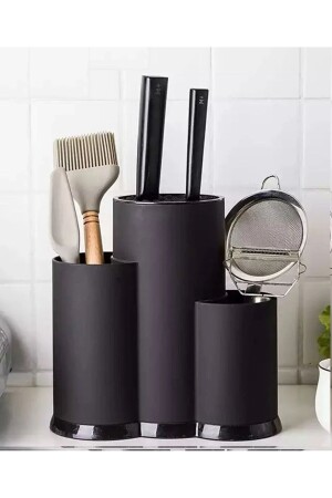 Countertop Fork Spoon Knife Organizer Black - Multi-Purpose Knife Stand Cutlery Holder - Bayev