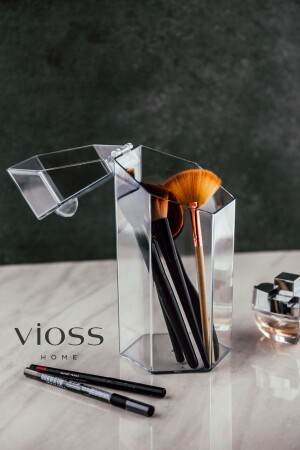 Covered Brush Holder Makeup Organizer and Multi-Purpose Organizer Acrylic VIOSS-FRCLK - VİOSS HOME