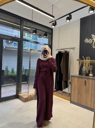 Cozy Three-Piece Set - Burgundy - Duendeca