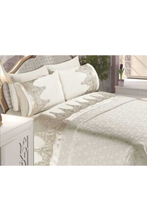 Cream Color French Lace Pique Set - Bursa Çeyiz