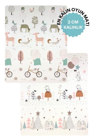 Cremefarbene Dream Rollmatte, 2 cm dick, doppelseitige Baby- und Kinderschaum-Spielmatte/Teppich, 180 cm x 150 cm x 2 cm - Tummymat