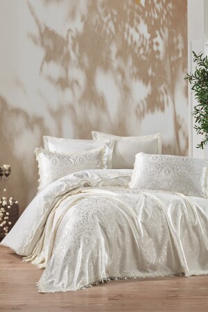 Cream Elegance Chi Chi Double Pique Duvet Cover Set 8680108054185 - Cotton Box