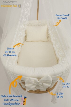 Cream French Lace Baby Sleeping Set (Only Suitable For Crib) - Crib Not Included - - Bebekonfor