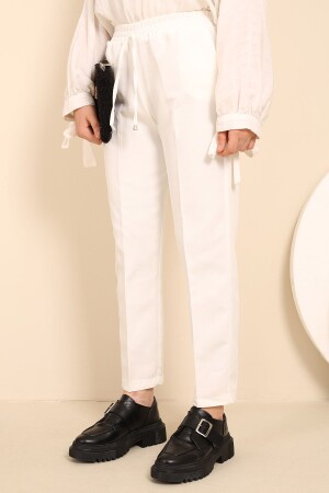 Cream High Waist Fabric Trousers - İmajbutik
