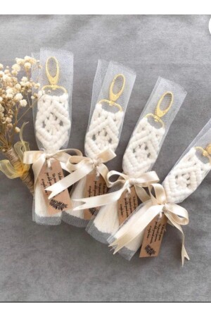 Cream Macrame Keychain (20pcs) NSN-1222 - ARMİ KONSEPT