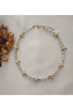 Cream Natural Stone Star Crystal Bead Necklace - Fata Morgana Accessory