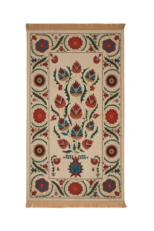 Cream Velvet Carpet Prayer Mat 8683433083103 - Bursa İpek