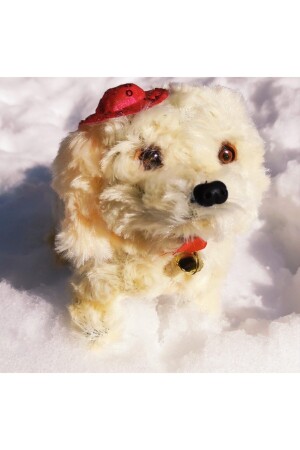Cream Walking Barking Cute Battery Operated Plush Dog F355 - Mia